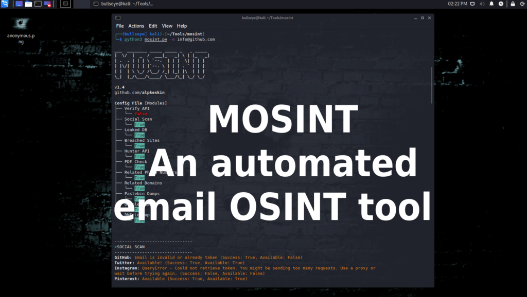 mosint An automated email OSINT tool